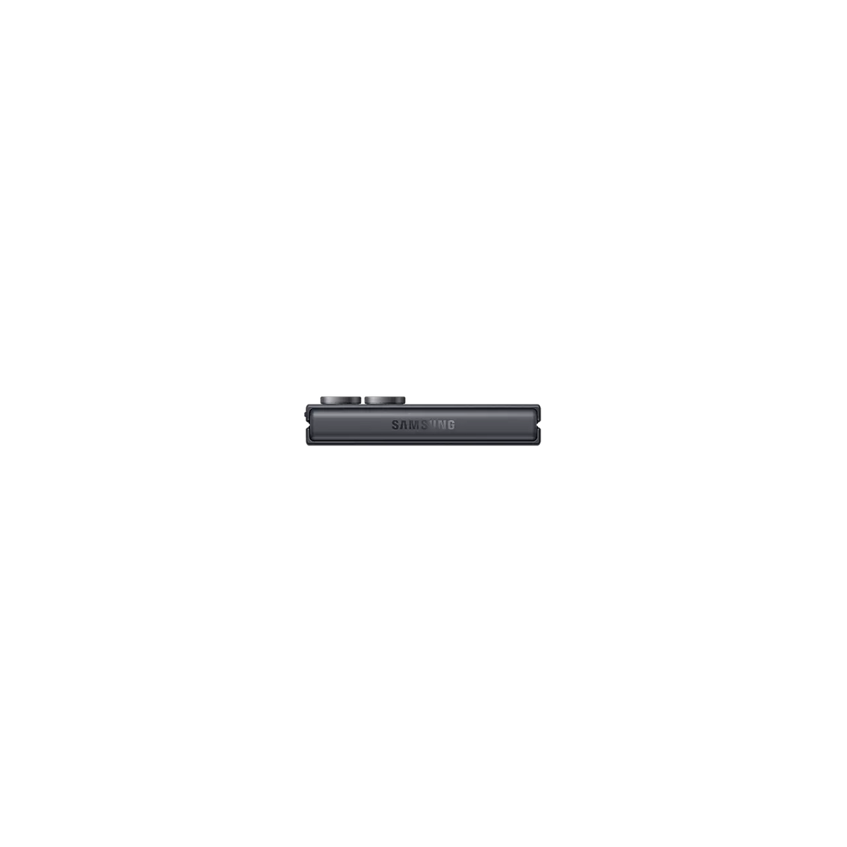 Samsung Galaxy Z Flip 8 5G in Graphite folded seen from the hinge edge