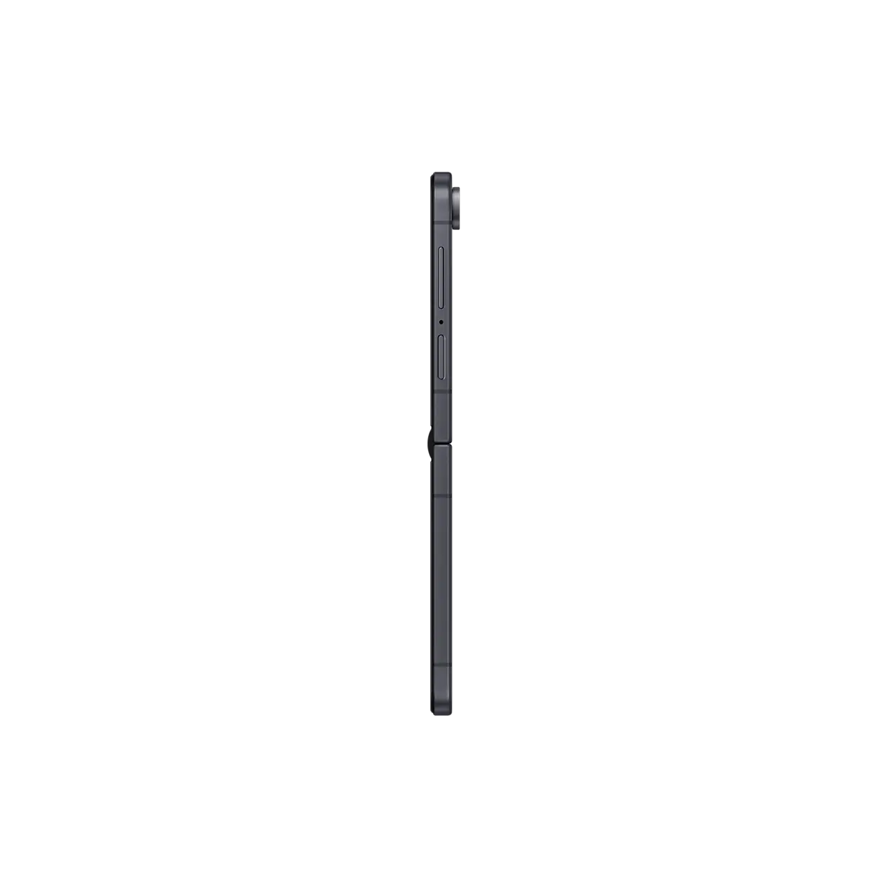 Samsung Galaxy Z Flip 8 5G in Graphite unfolded side profile showing the 6.1 mm thickness