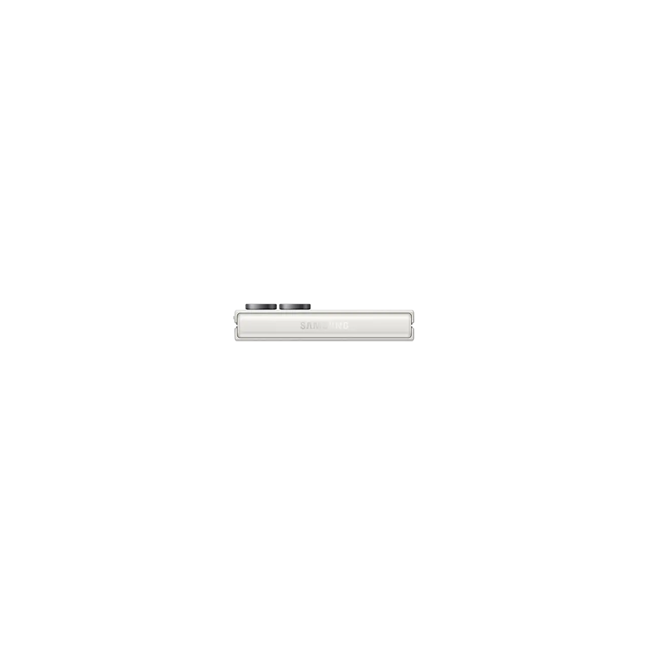 Samsung Galaxy Z Flip 8 5G in Cream folded seen from the hinge edge