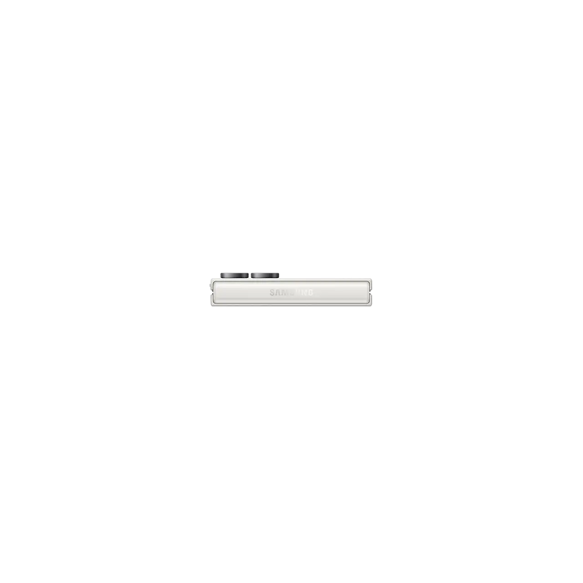 Samsung Galaxy Z Flip 8 5G in Cream folded seen from the hinge edge