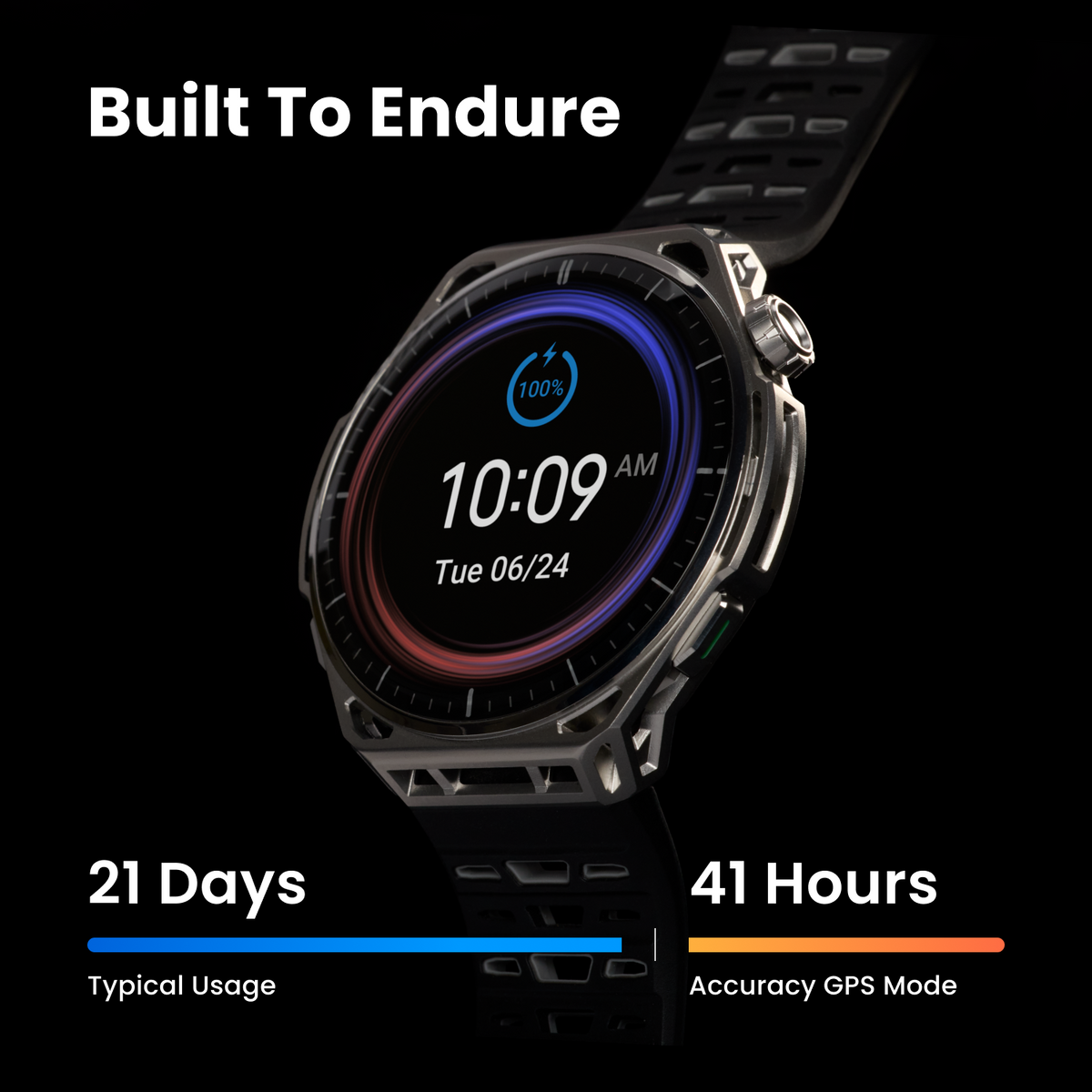 Amazfit Balance 3 Stainless Steel with up to 21 days of typical battery life and 41 hours in accuracy GPS mode