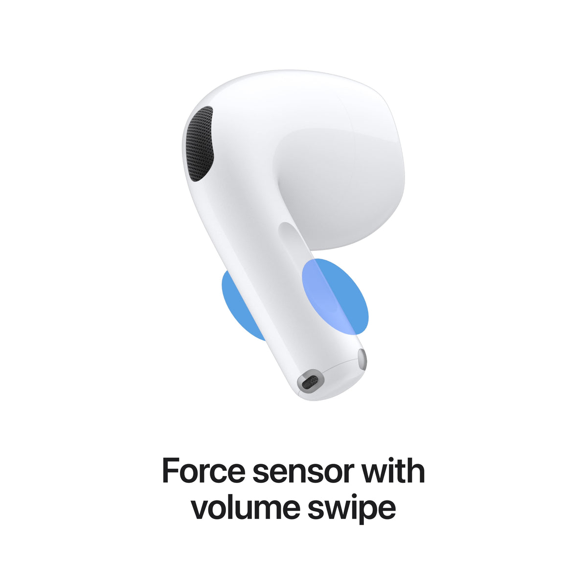مستشعر الضغط مع التحكم في الصوت بالسحب في نسخة علبة الشحن اللاسلكي من Apple AirPods 5