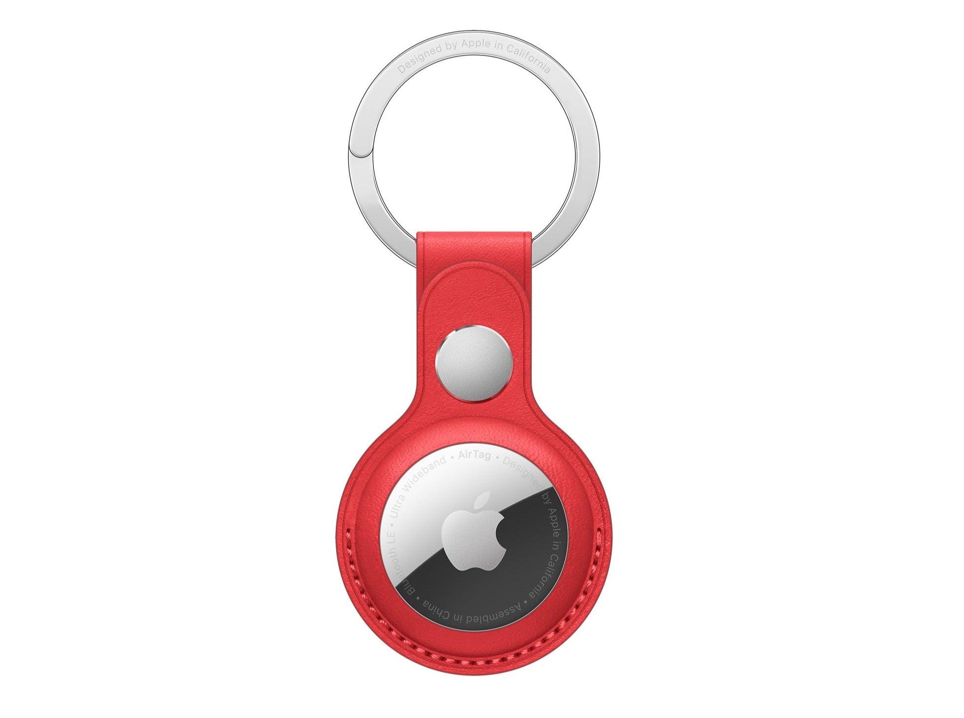 Apple AirTag Leather Key Ring - Apple AirTag Leather Key Ring - Red Ennap.com