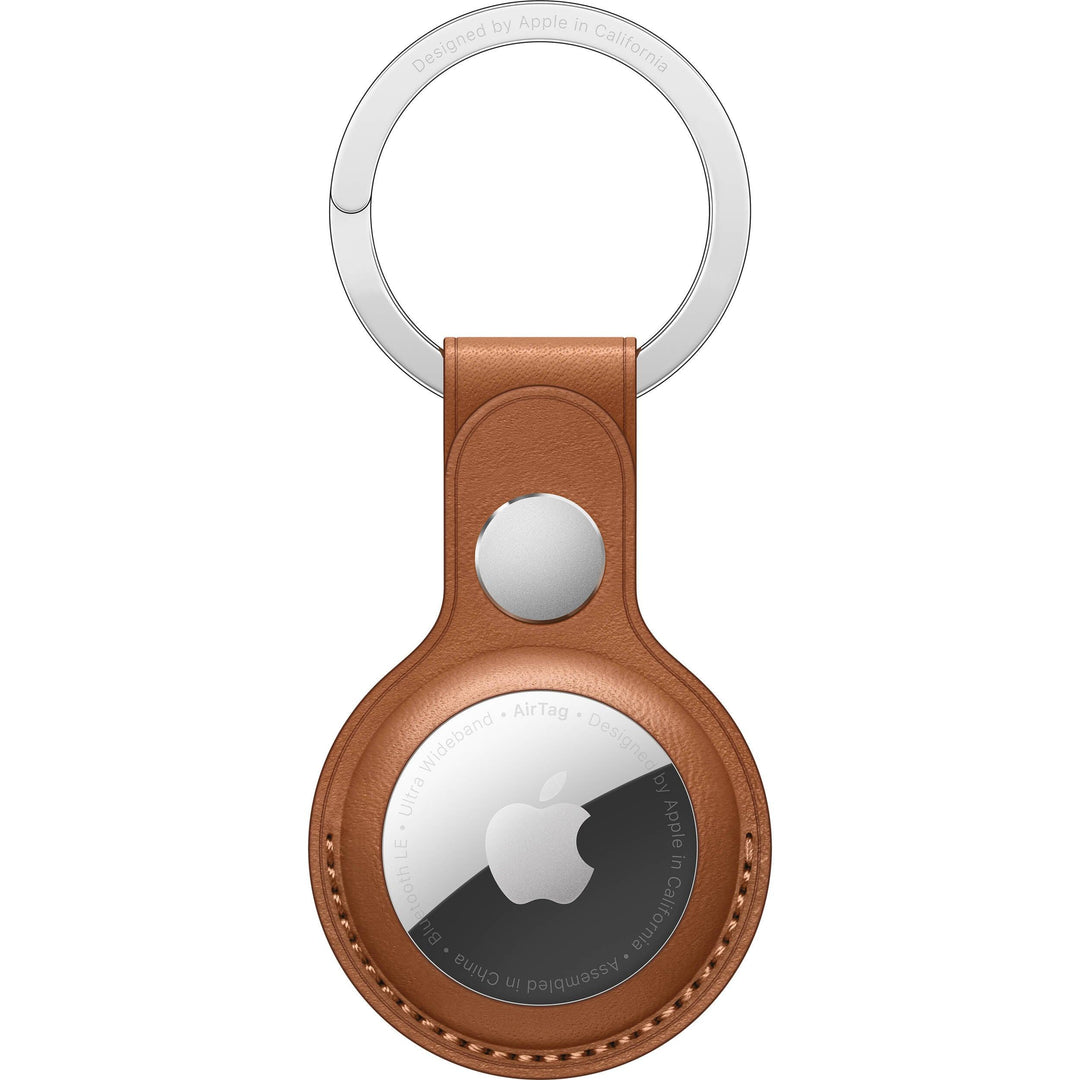 Apple AirTag Leather Key Ring Saddle Brown