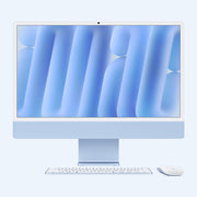 كمبيوتر ابل ايماك M6 مقاس 24 بوصة بلون Blue من الأمام مع Magic Keyboard وMagic Mouse