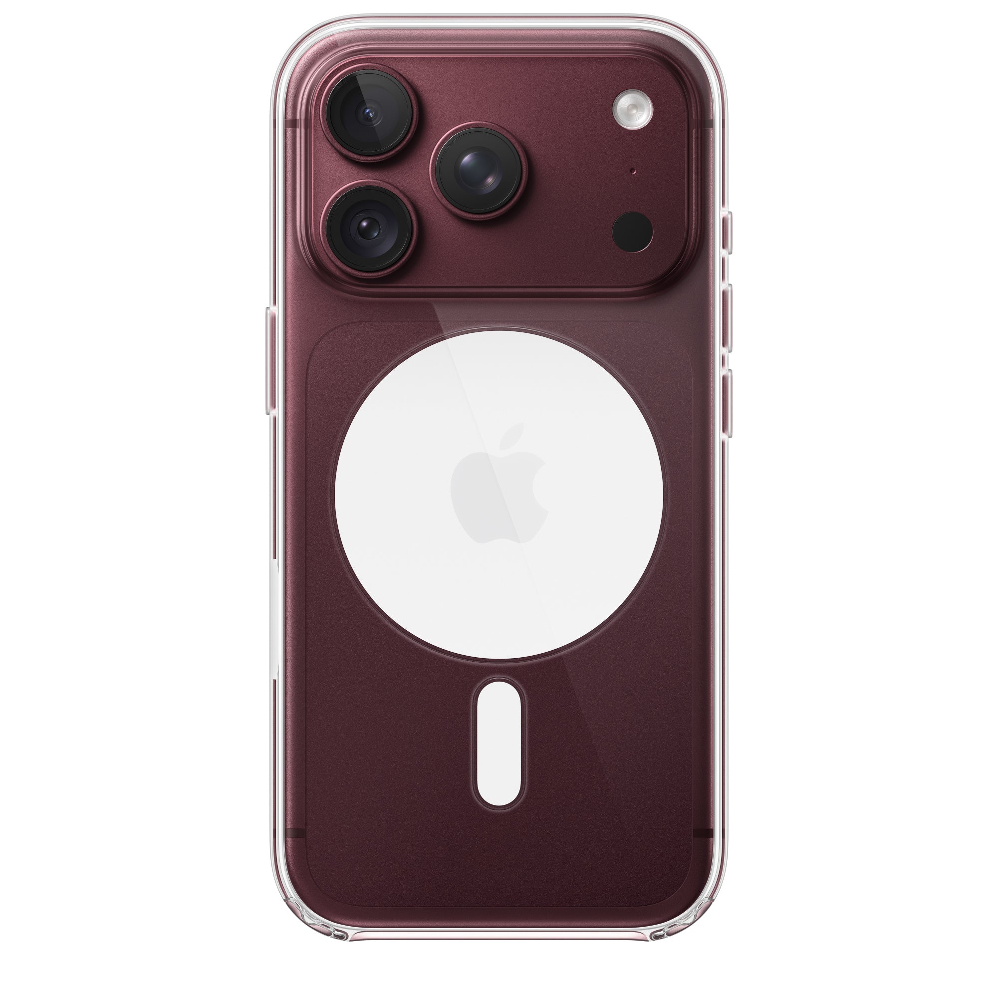Apple iPhone 18 Pro Clear Case with MagSafe showing the built-in magnet ring