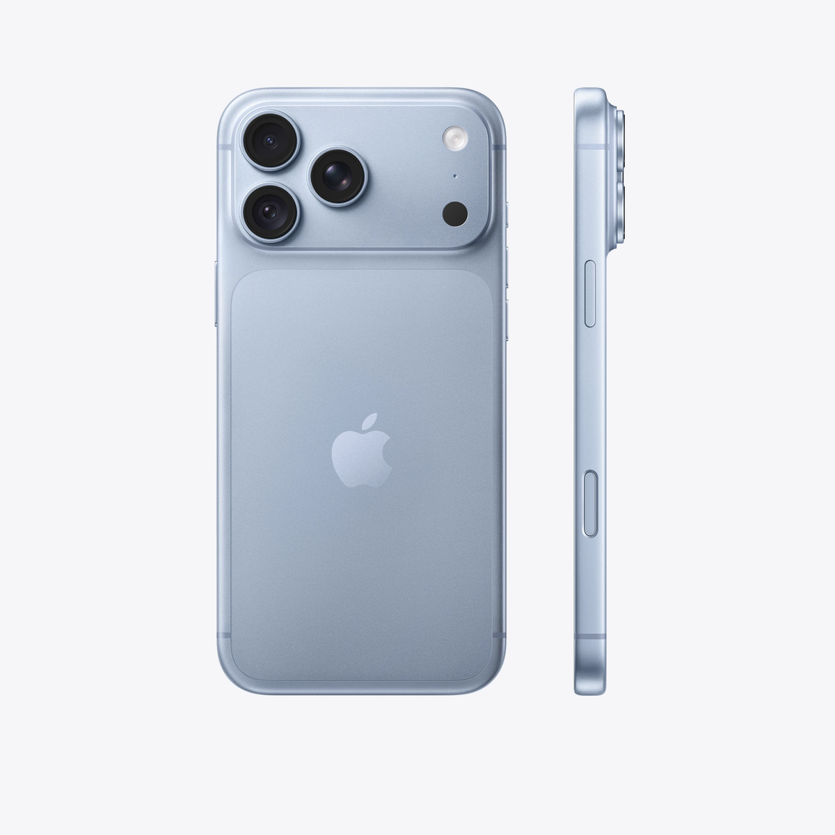 Apple iPhone 18 Pro Max in Glacier, front and side