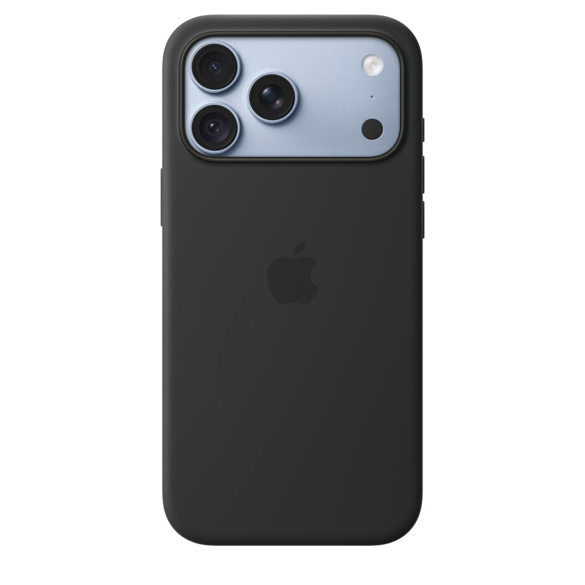 Black Silicone case fitted on iPhone 18 Pro Max seen from the back