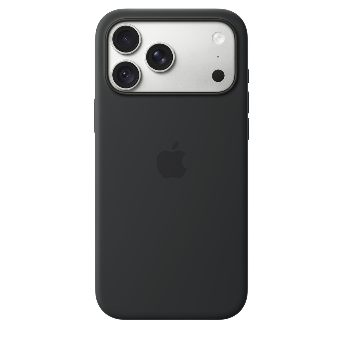 Side view of the Black Silicone case on iPhone 18 Pro Max showing the covered buttons