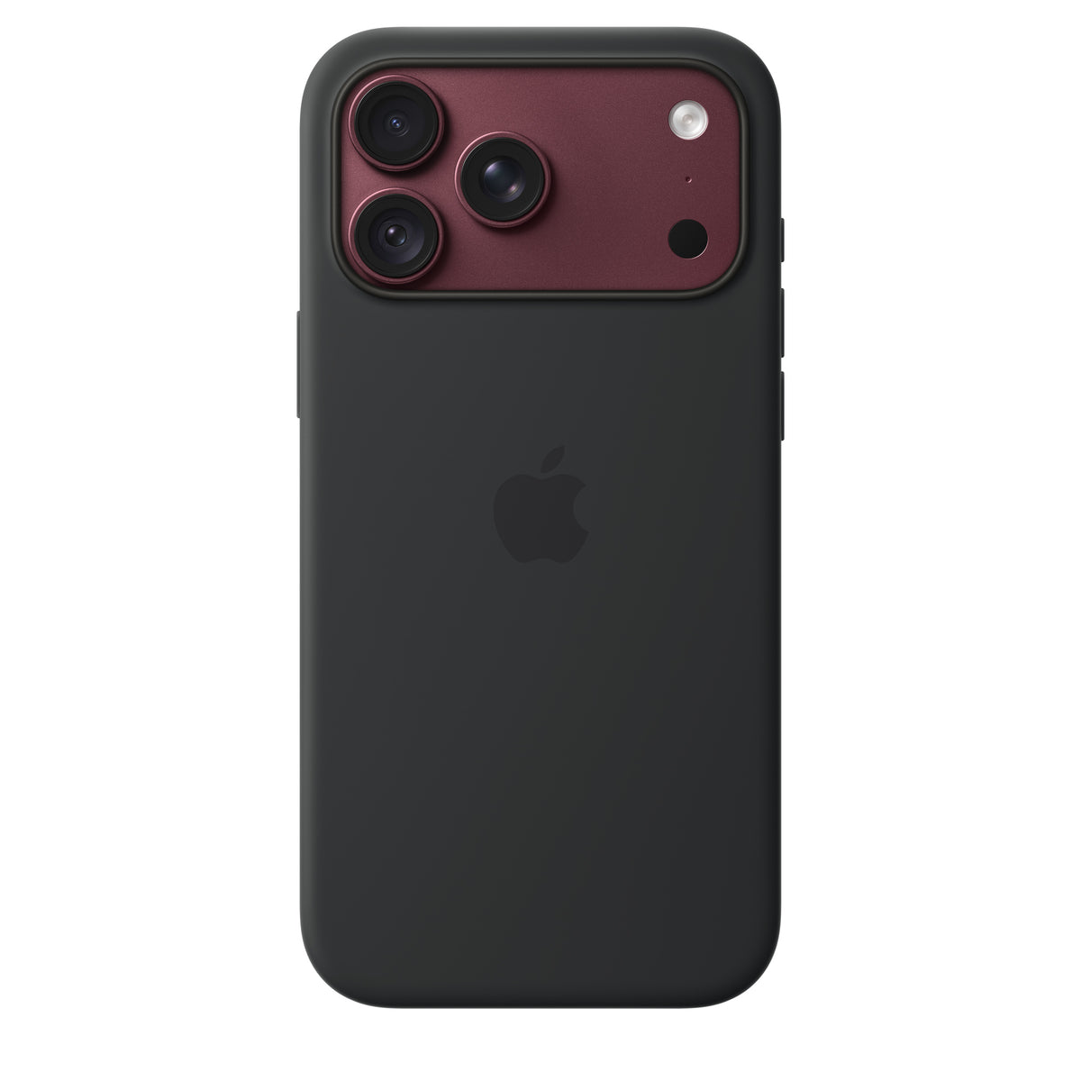 Black Silicone case on iPhone 18 Pro Max showing the soft-touch finish