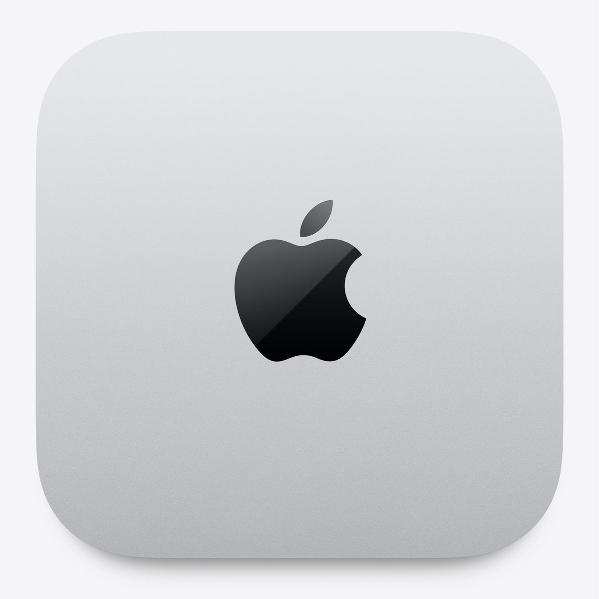 Apple Mac mini M5 Pro top view in silver with the Apple logo