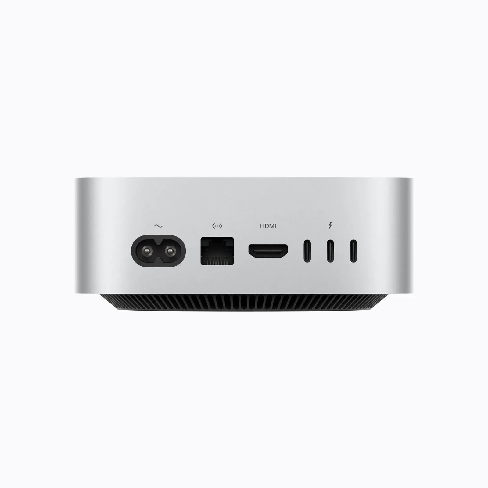 Back of Apple Mac mini M6 with power, Ethernet, HDMI and three Thunderbolt ports