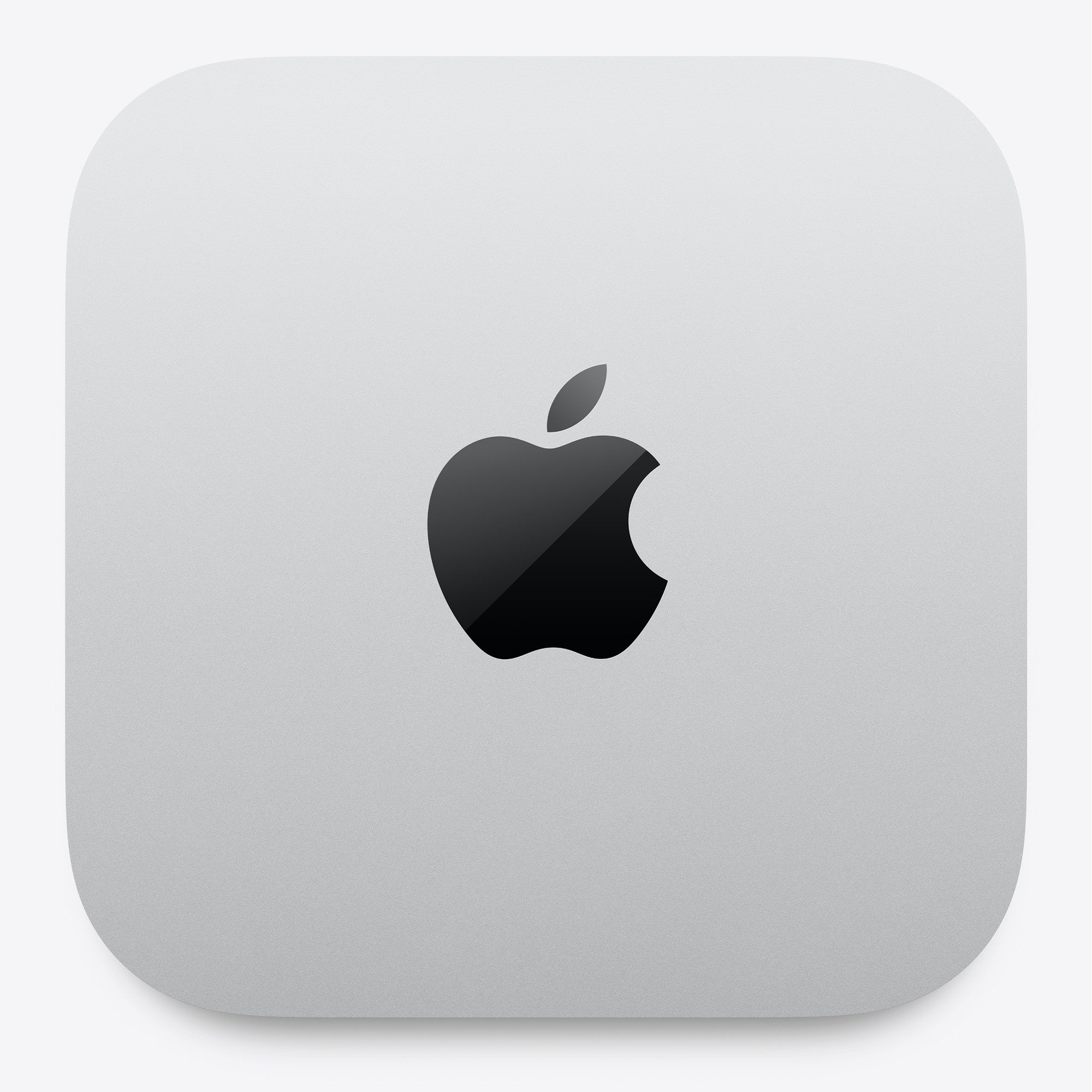 Apple Mac mini M6 top view in silver with the Apple logo