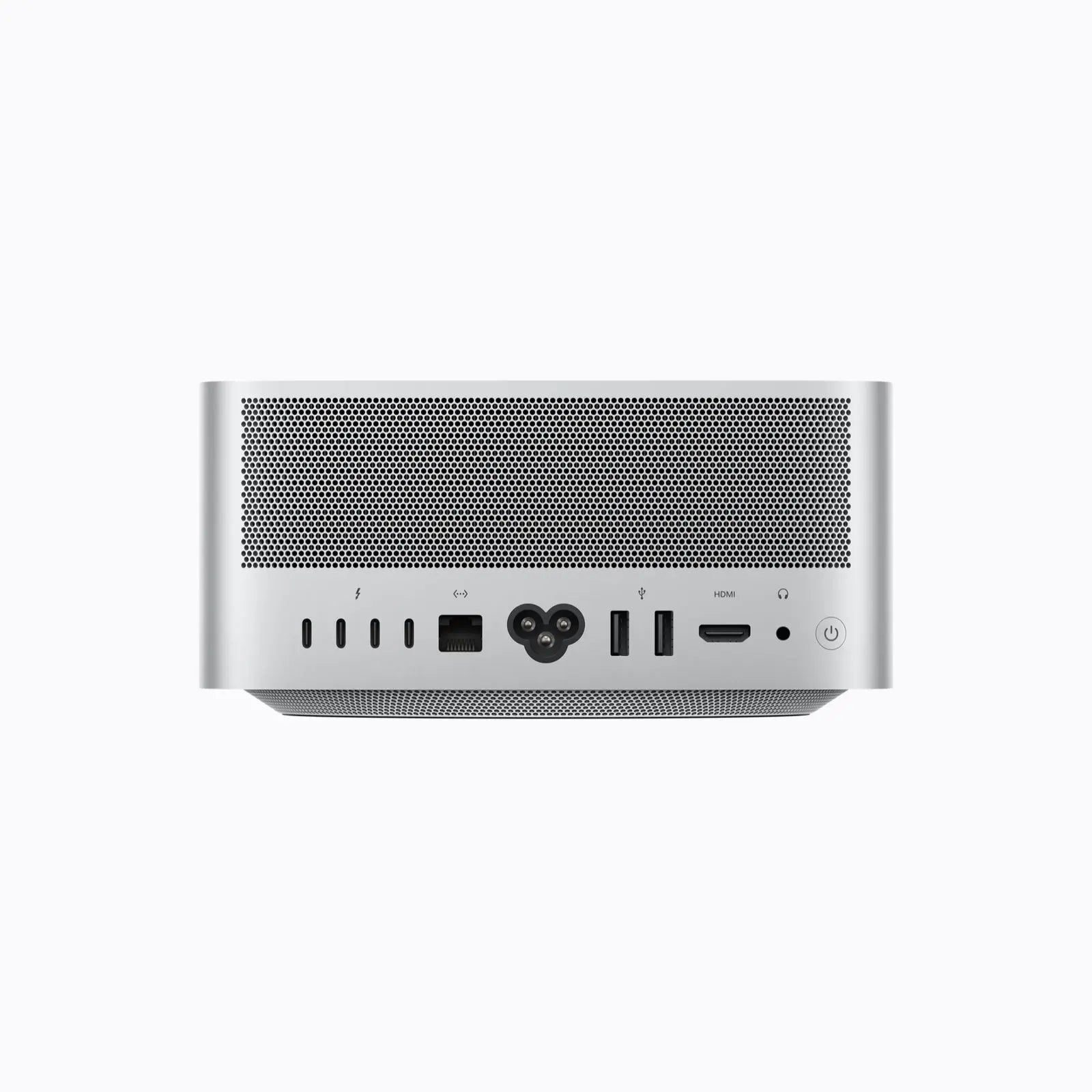 Back of Apple Mac Studio M5 Max with four Thunderbolt 5 ports, 10Gb Ethernet, two USB-A ports and HDMI