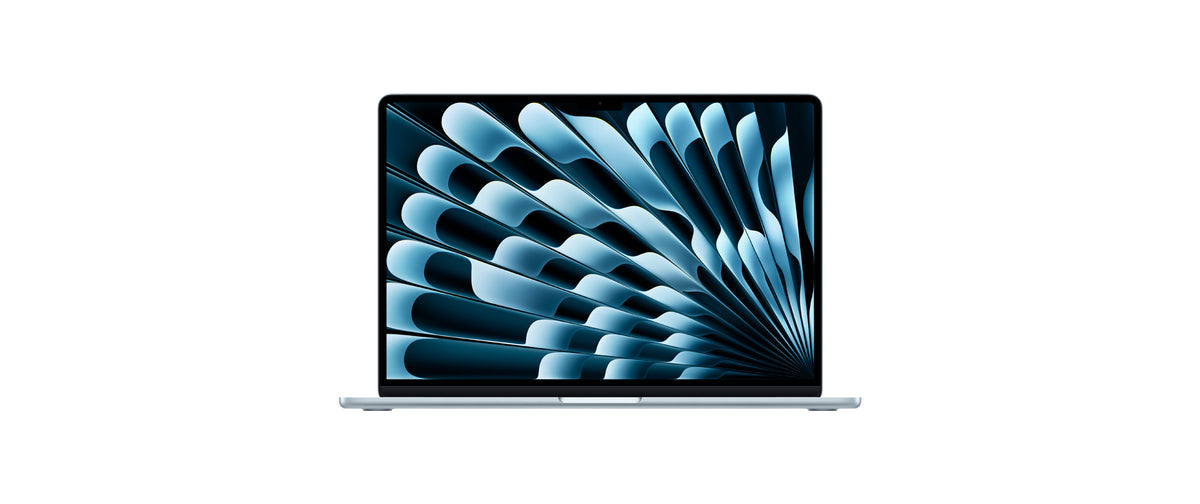Apple MacBook Air 15-inch M4 in Sky Blue, open from the front