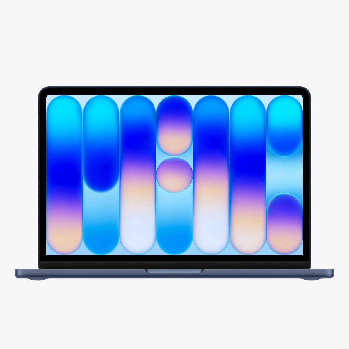 Apple MacBook Neo 13-inch in Indigo, open from the front