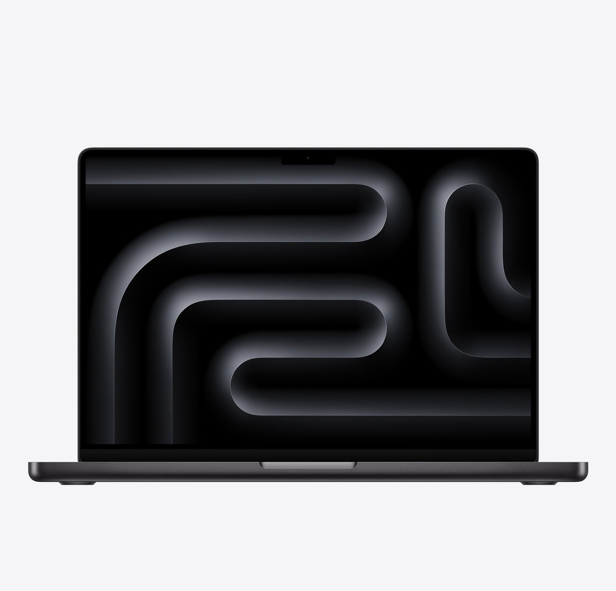 Apple MacBook Pro 14-inch M6 in Space Black, open from the front