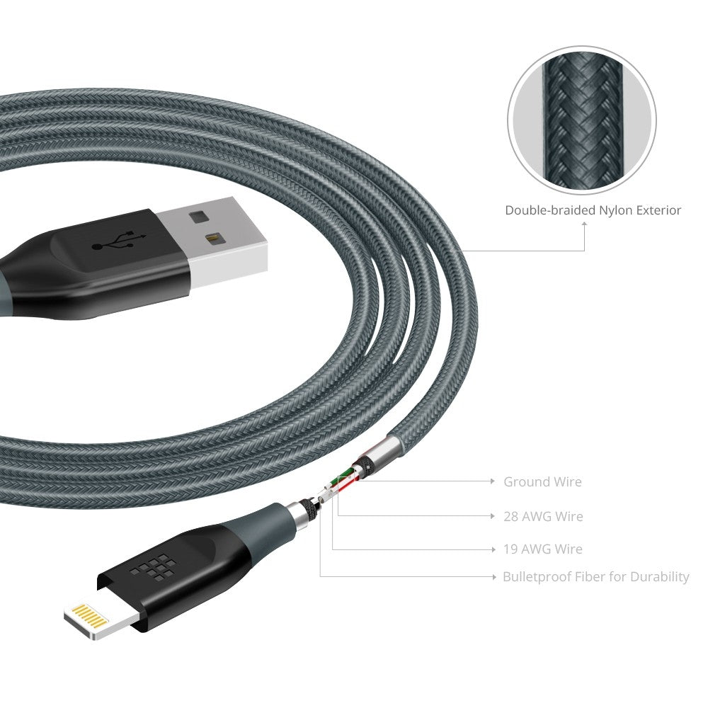 Tronsmart MFi Apple Certified Cable Double Braided Nylon 4ft Lightning Cable