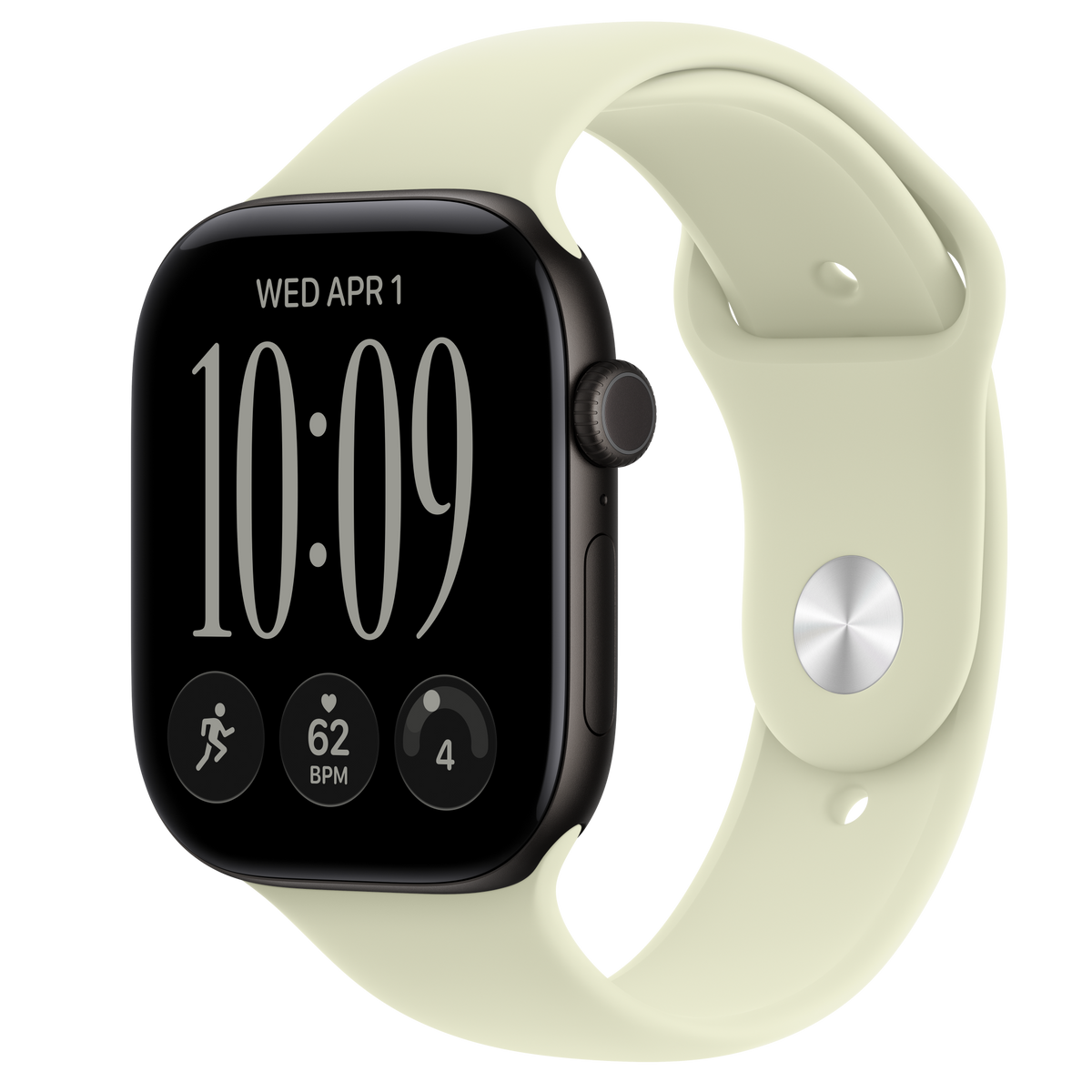 Apple Watch Series 12 Aluminum Case in Black with a Pale Succulent Sport Band