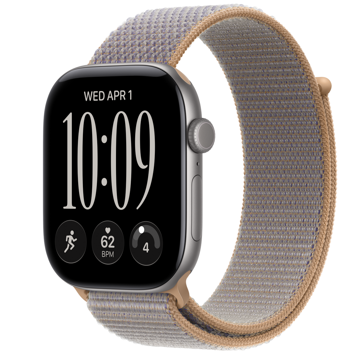ساعة Apple Watch Series 12 بهيكل ألمنيوم لون Space Gray مع استراب Sport Loop لون Chambray Blue