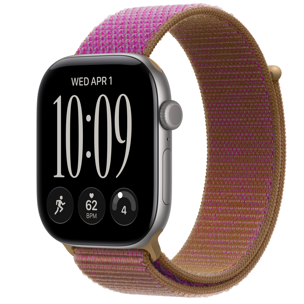 ساعة Apple Watch Series 12 بهيكل ألمنيوم لون Space Gray مع استراب Sport Loop لون Magenta