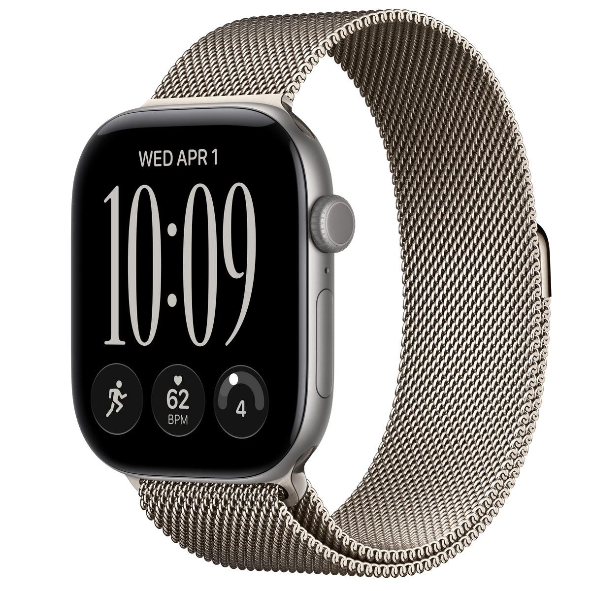 ساعة Apple Watch Series 12 بهيكل ألمنيوم Space Gray مع استراب Milanese Loop بلون Natural