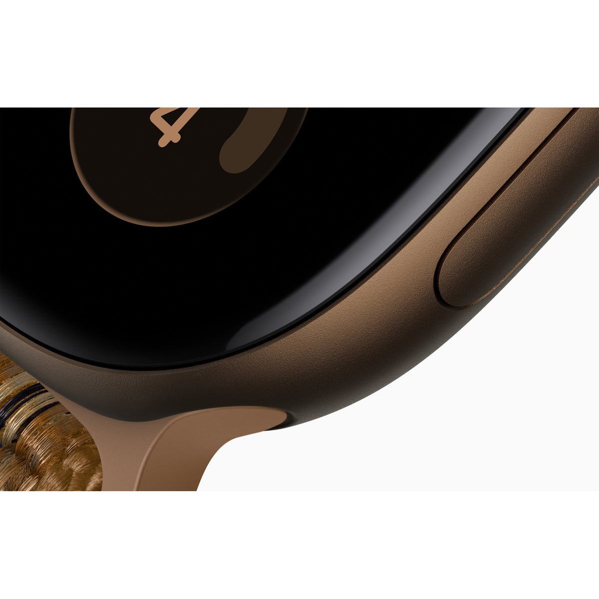 لقطة قريبة لحافة هيكل Apple Watch Series 12 والتاج الرقمي