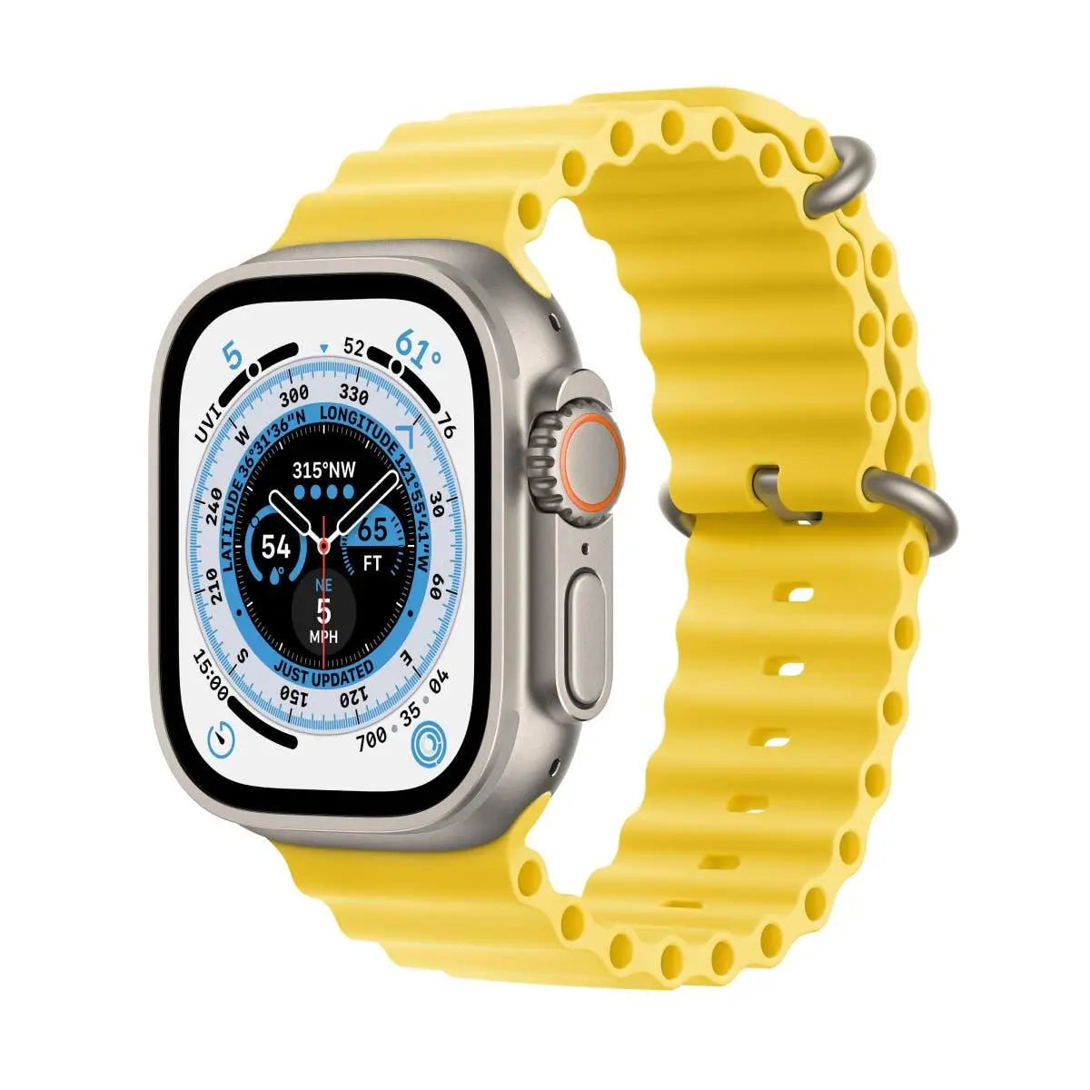 Apple Watch Ultra Titanium Case 49mm-Size: 49mm-Strap Style: Ocean Band-Color: Yellow-Ennap.com