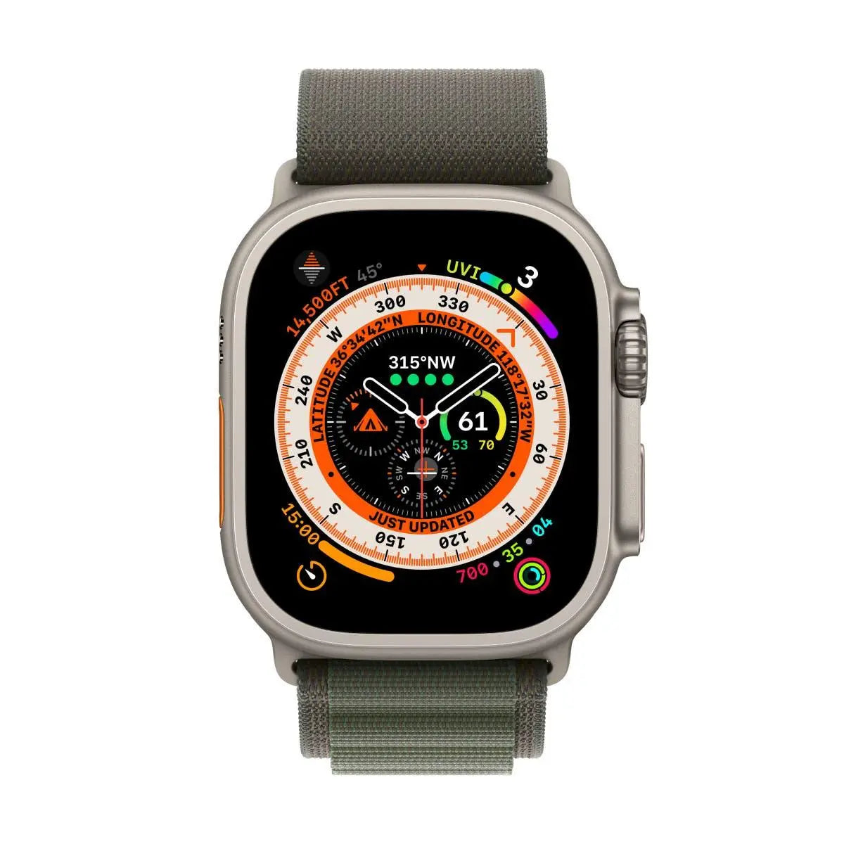 Apple Watch Ultra Titanium Case 49mm-Size: 49mm-Strap Style: Alpine Loop-Color: Green-Ennap.com