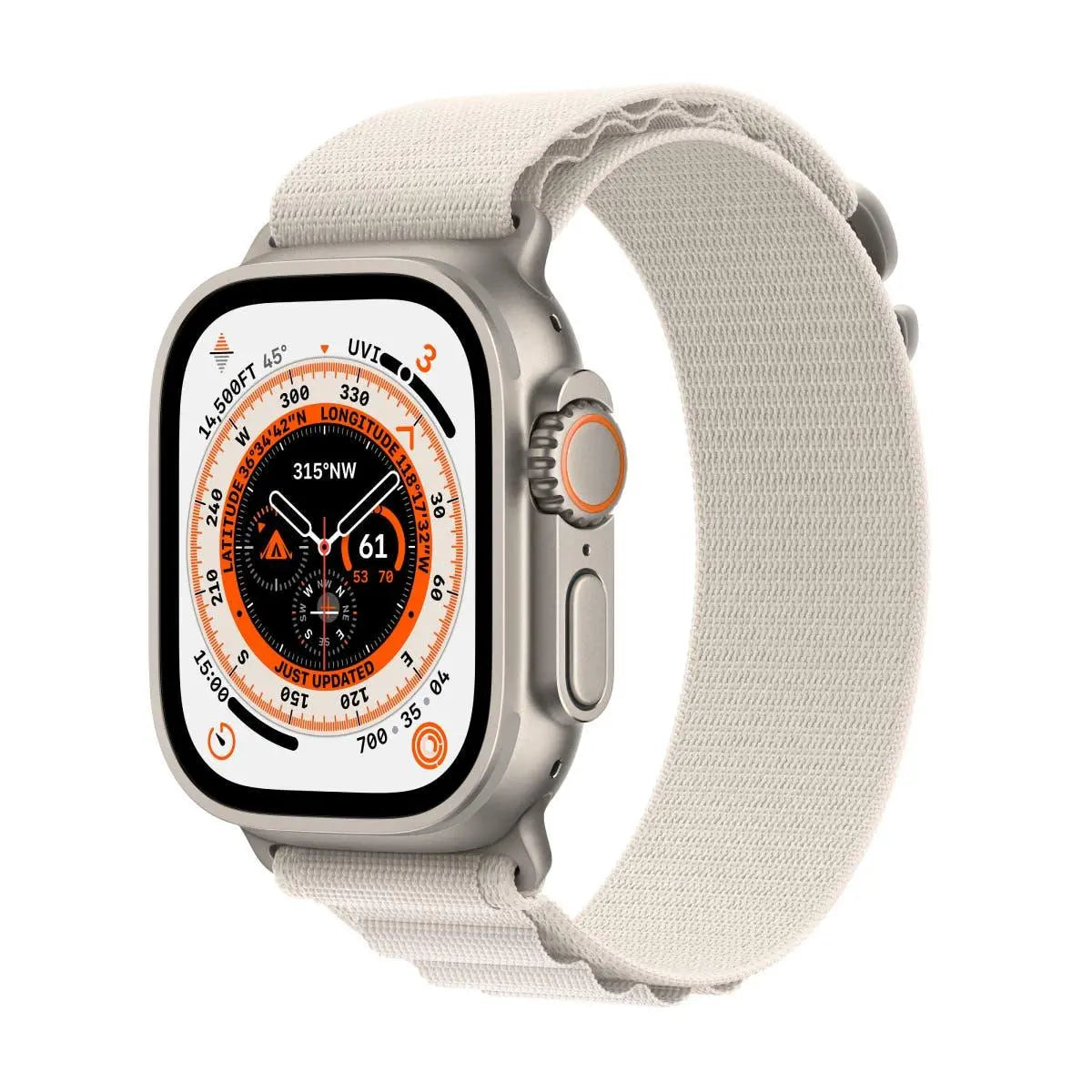 Apple Watch Ultra Titanium Case 49mm-Size: 49mm-Strap Style: Alpine Loop-Color: Starlight-Ennap.com