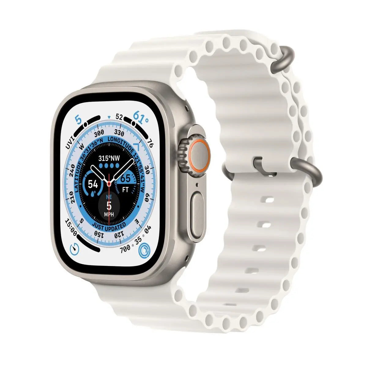 Apple Watch Ultra Titanium Case 49mm-Size: 49mm-Strap Style: Ocean Band-Color: White-Ennap.com