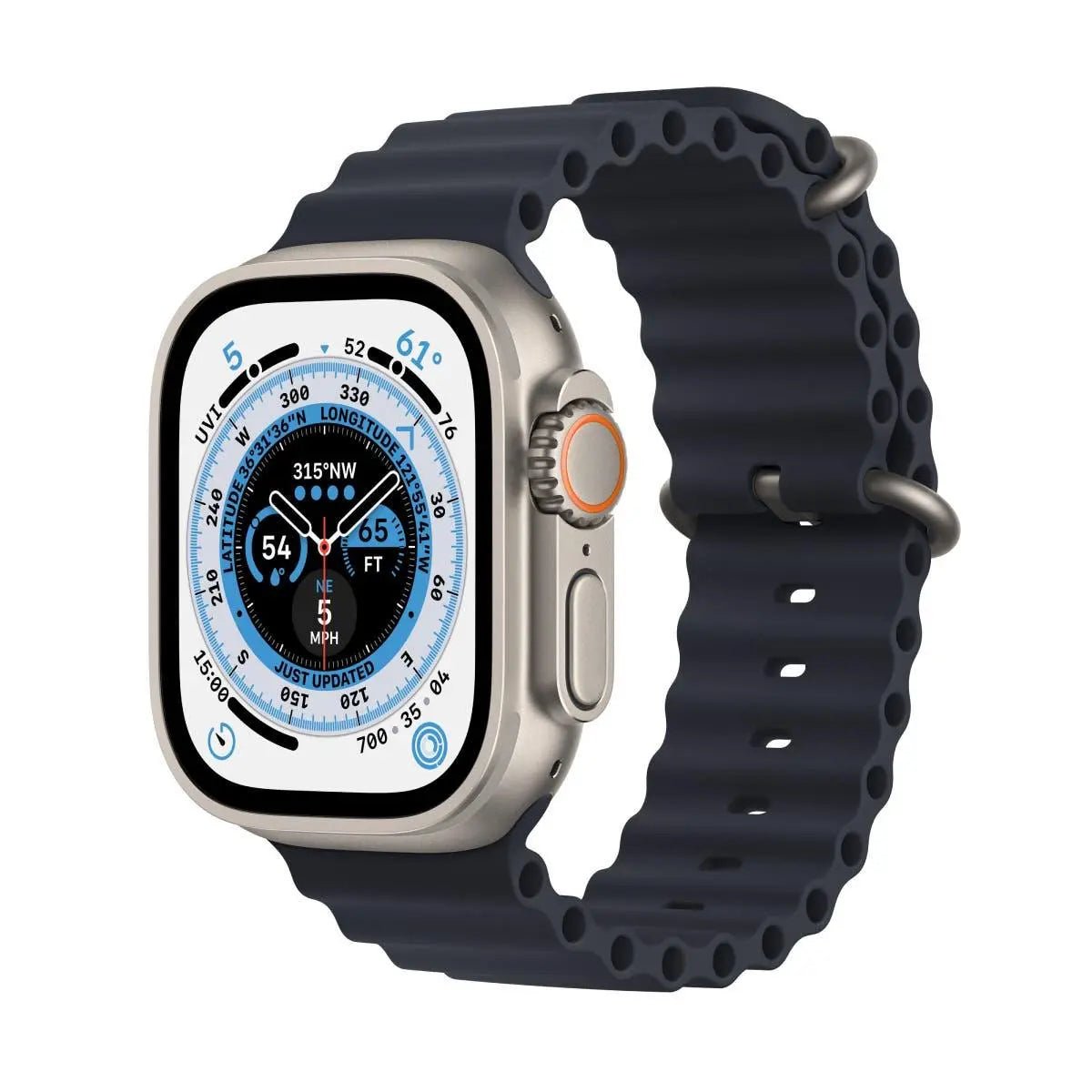 Apple Watch Ultra Titanium Case 49mm-Size: 49mm-Strap Style: Ocean Band-Color: Midnight-Ennap.com