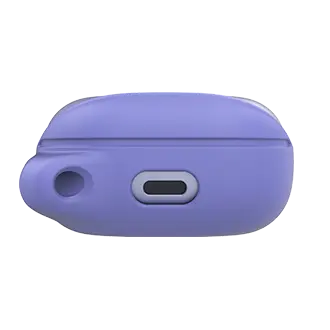 Back of the Purple araree BEAN Galaxy Buds cover with the USB-C port cutout and strap hole