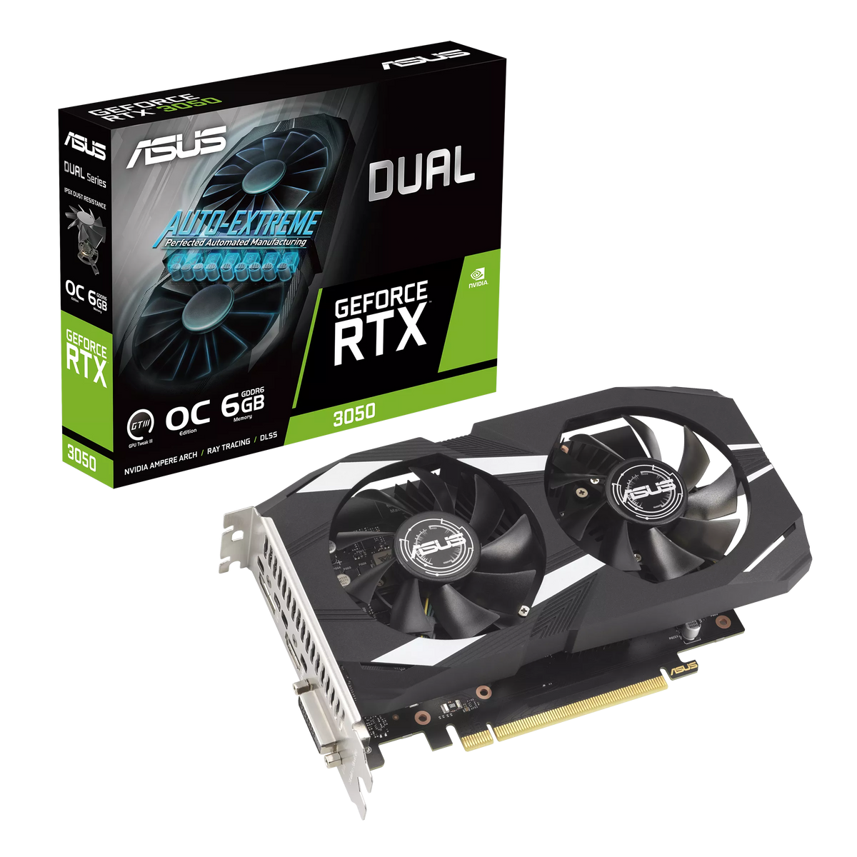 كارت الشاشة ASUS Dual GeForce RTX 3050 OC Edition 6GB GDDR6 مع علبته