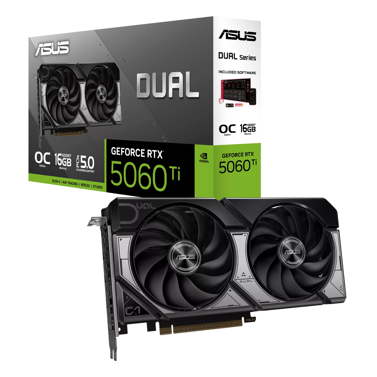 كارت الشاشة ASUS Dual GeForce RTX 5060 Ti OC Edition 16GB GDDR7 مع علبته