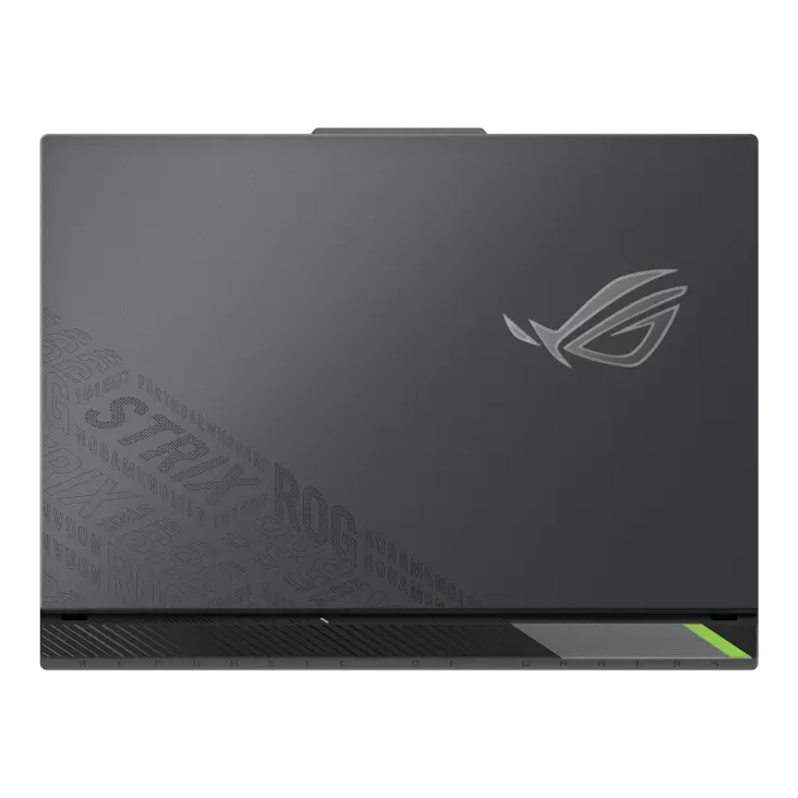 منظر علوي لغطاء ASUS ROG Strix G16 G614 بشعار ROG ورسمة STRIX