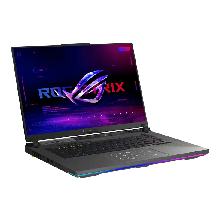 لابتوب ASUS ROG Strix G16 G614PR مفتوح بزاوية من اليمين