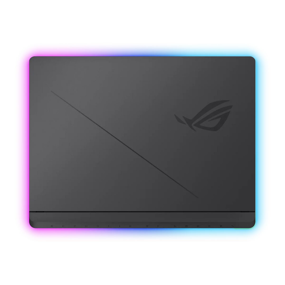 لابتوب ASUS ROG Strix G16 مغلق ويظهر شعار ROG على الغطاء