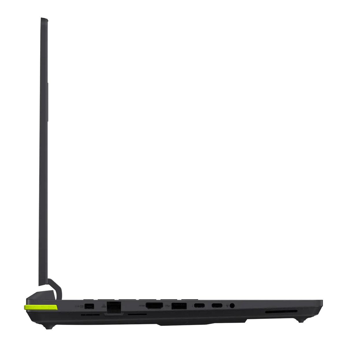 منظر جانبي لـASUS ROG Strix G16 والغطاء مفتوح
