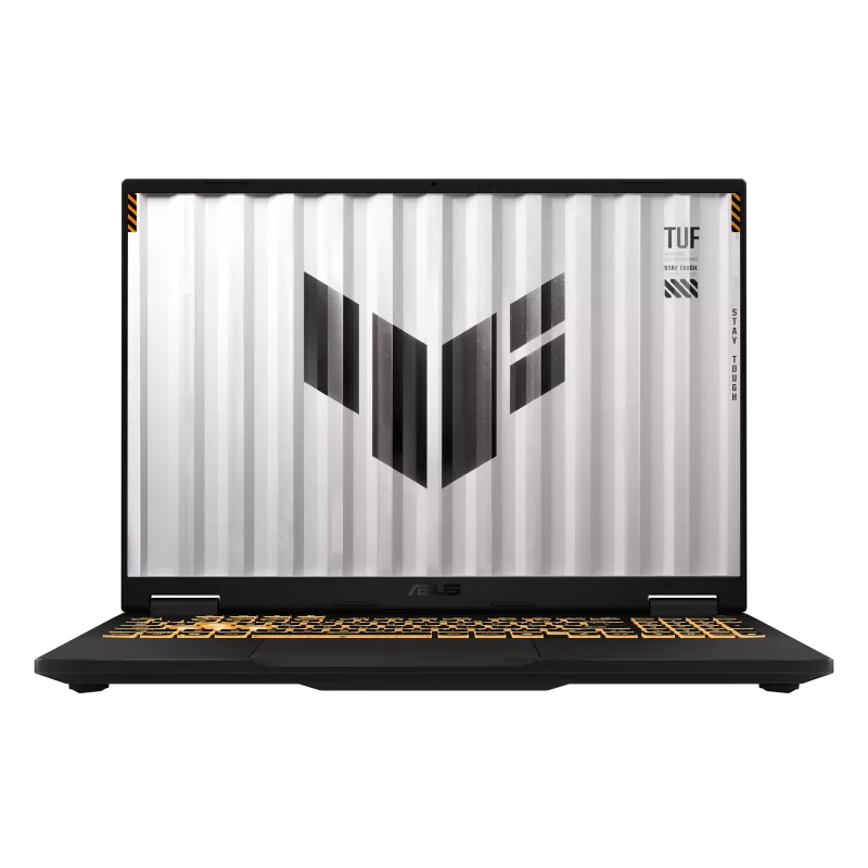 ASUS TUF F16 FX608JPR gaming laptop front view with the screen open