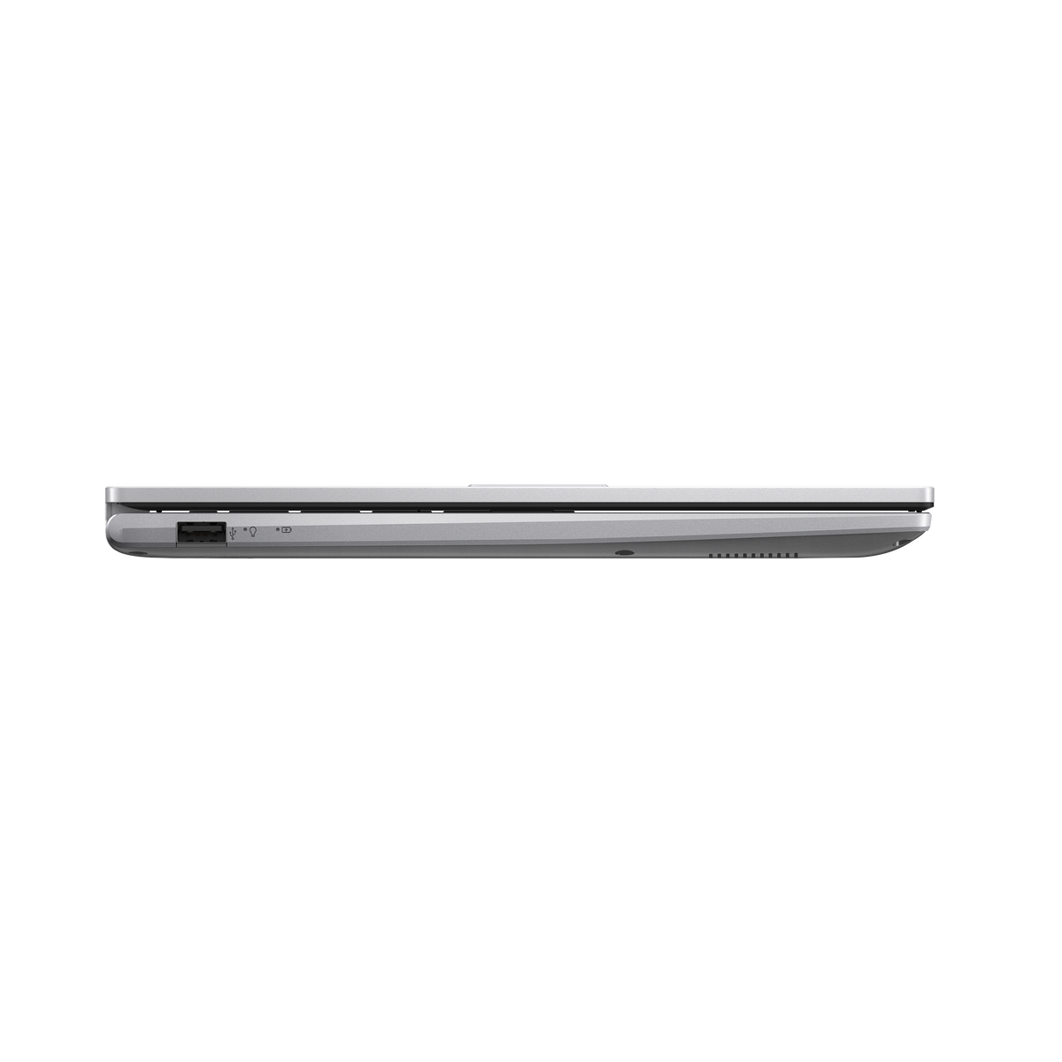لابتوب ASUS Vivobook 15 X1504VA-BQ4615W باللون Cool Silver مغلقًا من الجانب الأيسر تظهر فيه المنافذ