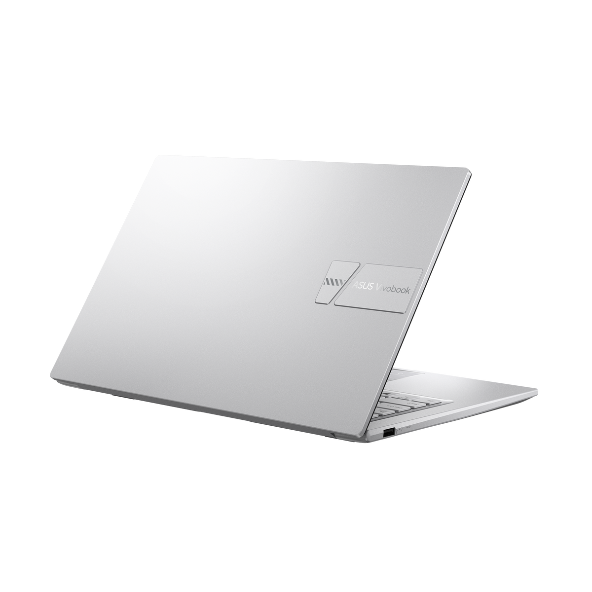 لابتوب ASUS Vivobook 15 X1504VA-BQ4615W باللون Cool Silver من الخلف مفتوحًا بزاوية 45 درجة من الجهة اليسرى