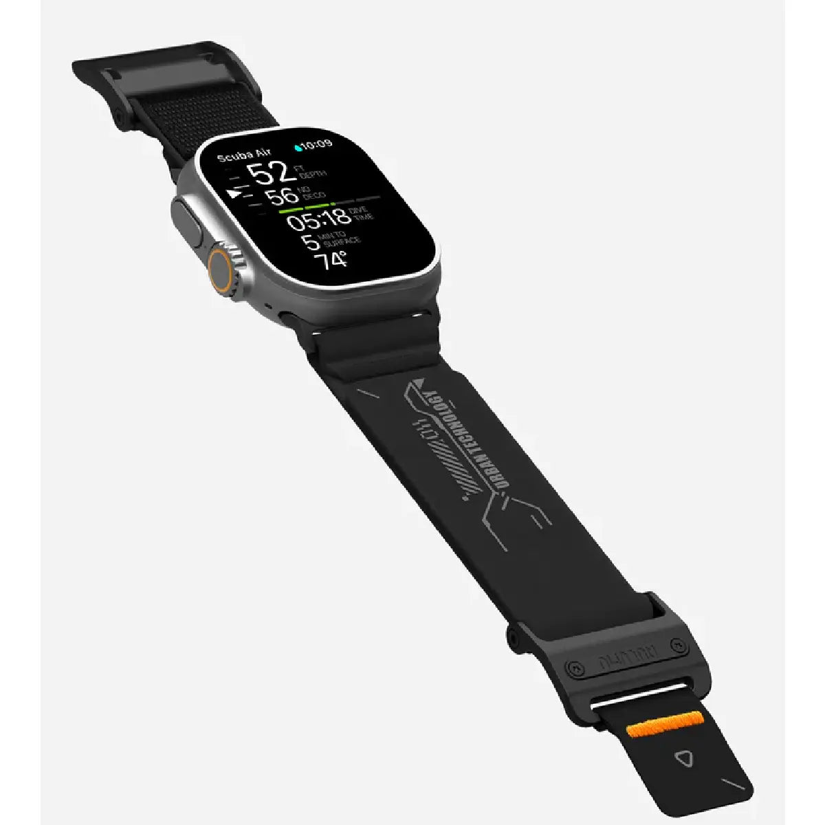Aulumu A11 Mag Buckle Slim Band Black on Apple Watch Ultra Side Angle View