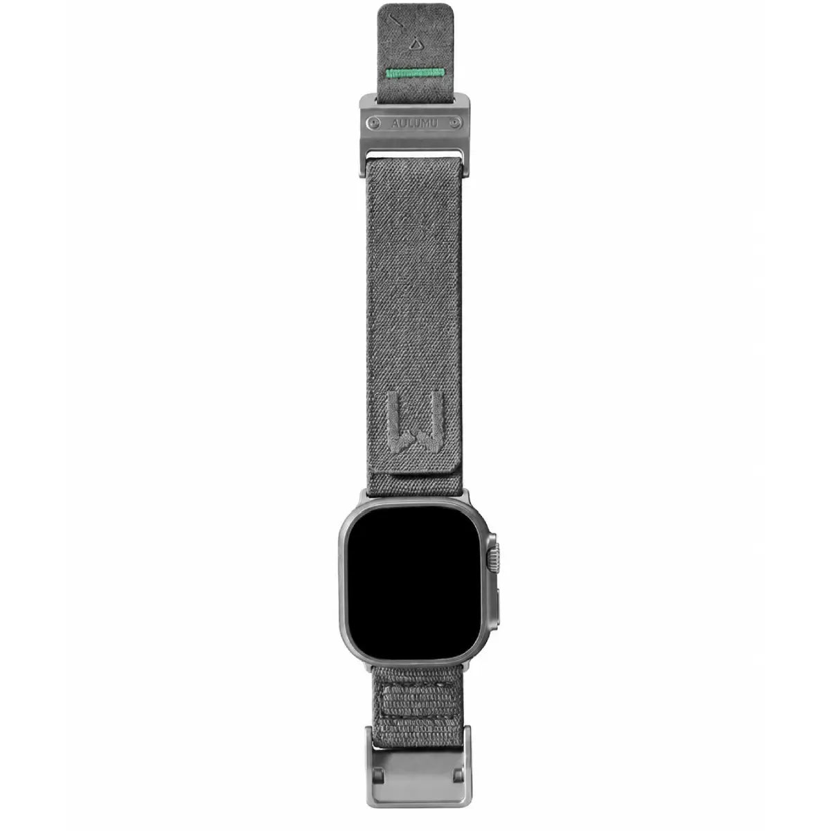 Aulumu A11 Mag Buckle Slim Band Gray Nylon Strap Full Length on Apple Watch