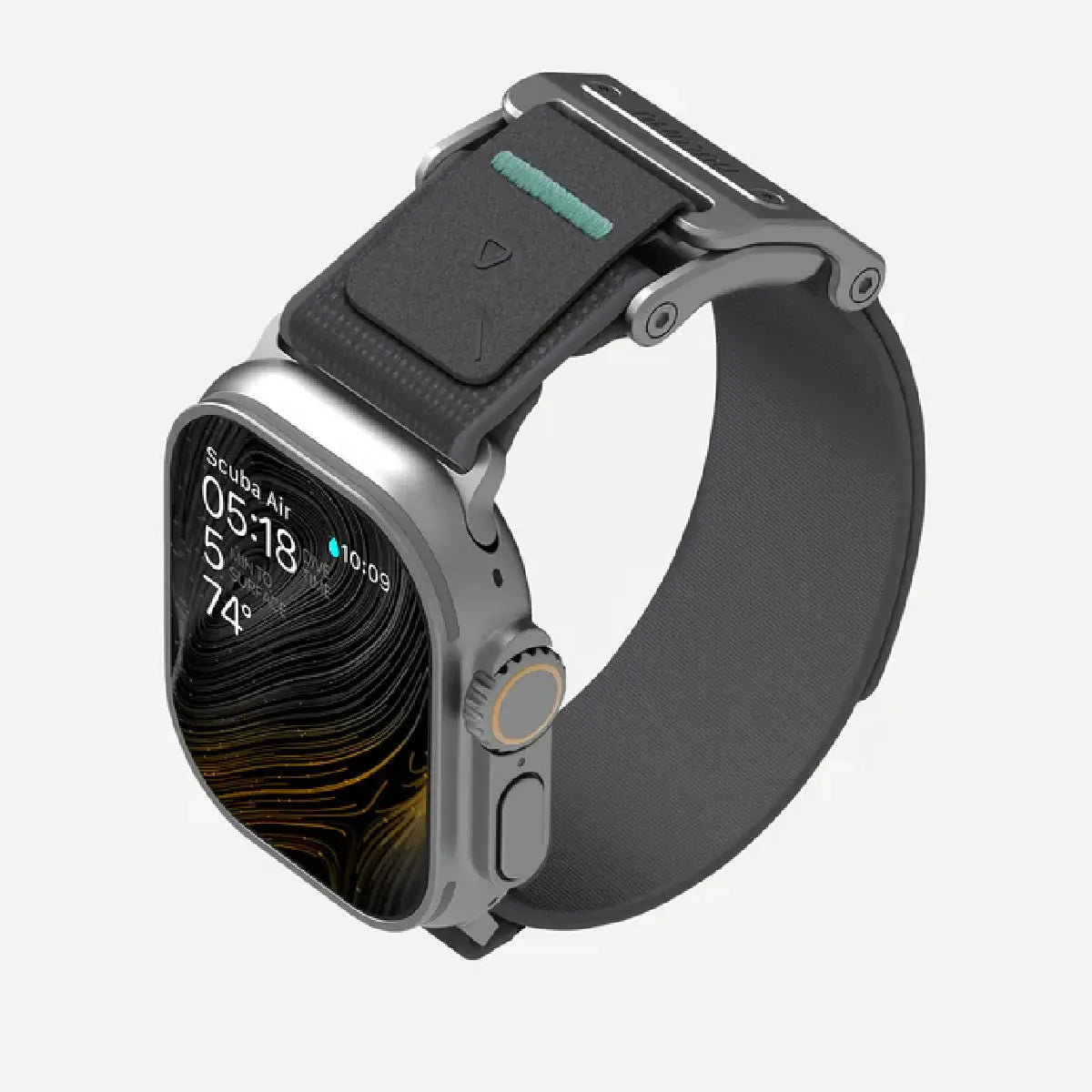 Aulumu A11 Mag Buckle Slim Band Gray on Apple Watch Ultra Front Angle View
