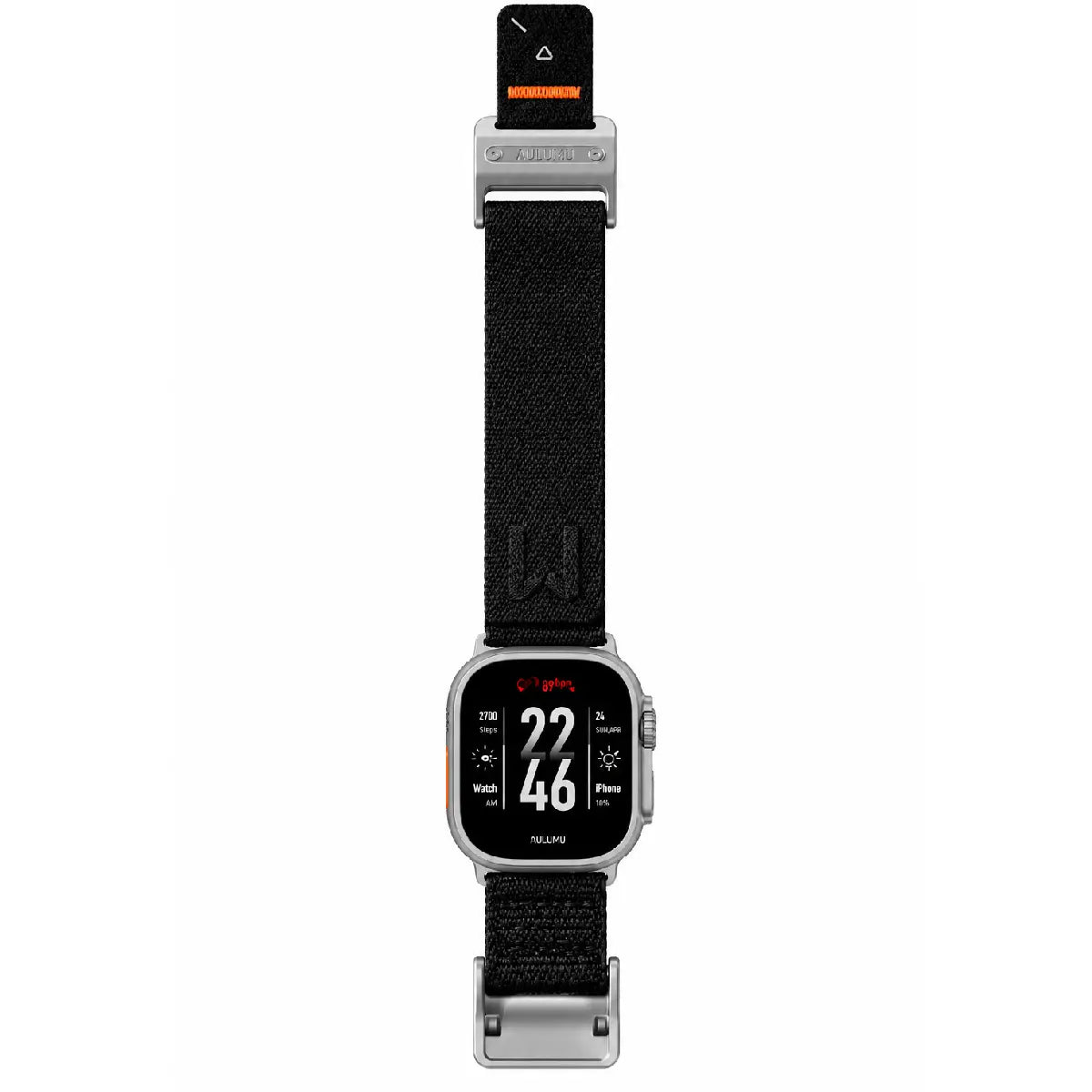 Aulumu A11 Mag Buckle Slim Band Silver Buckle Black Nylon Strap Full Length