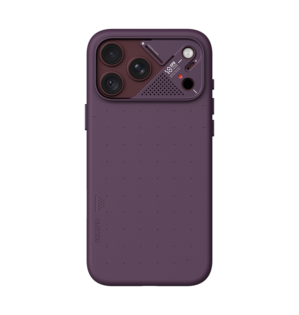 جراب Aulumu A18 Particle من الجلد النباتي لايفون 18 برو ماكس لون Cherry Red