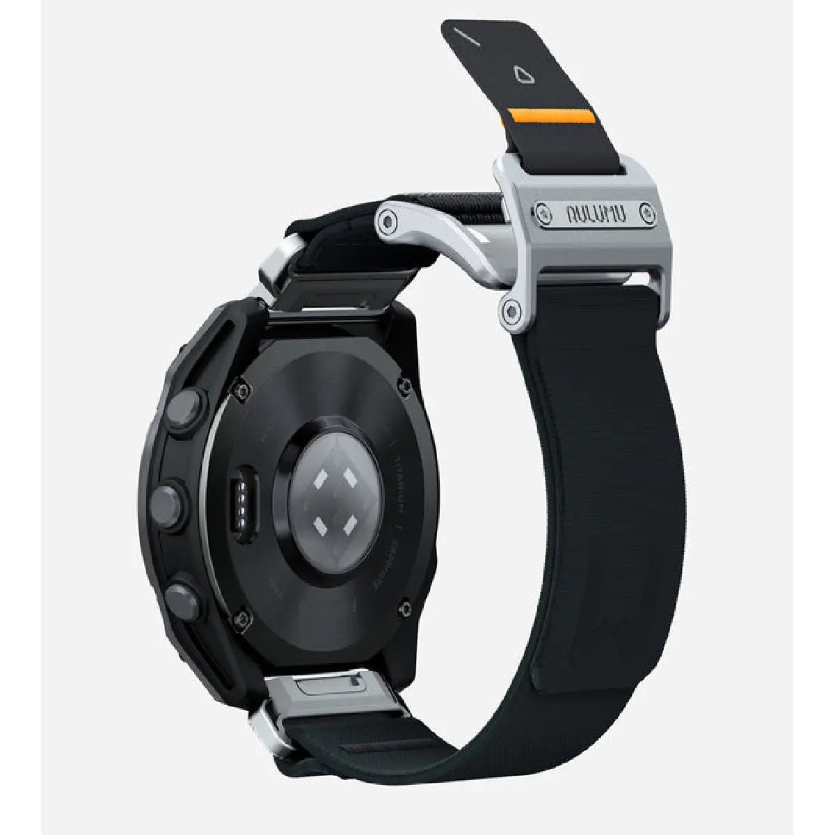 Aulumu C11 Mag Buckle Slim Band on Garmin Watch Open Strap Side View