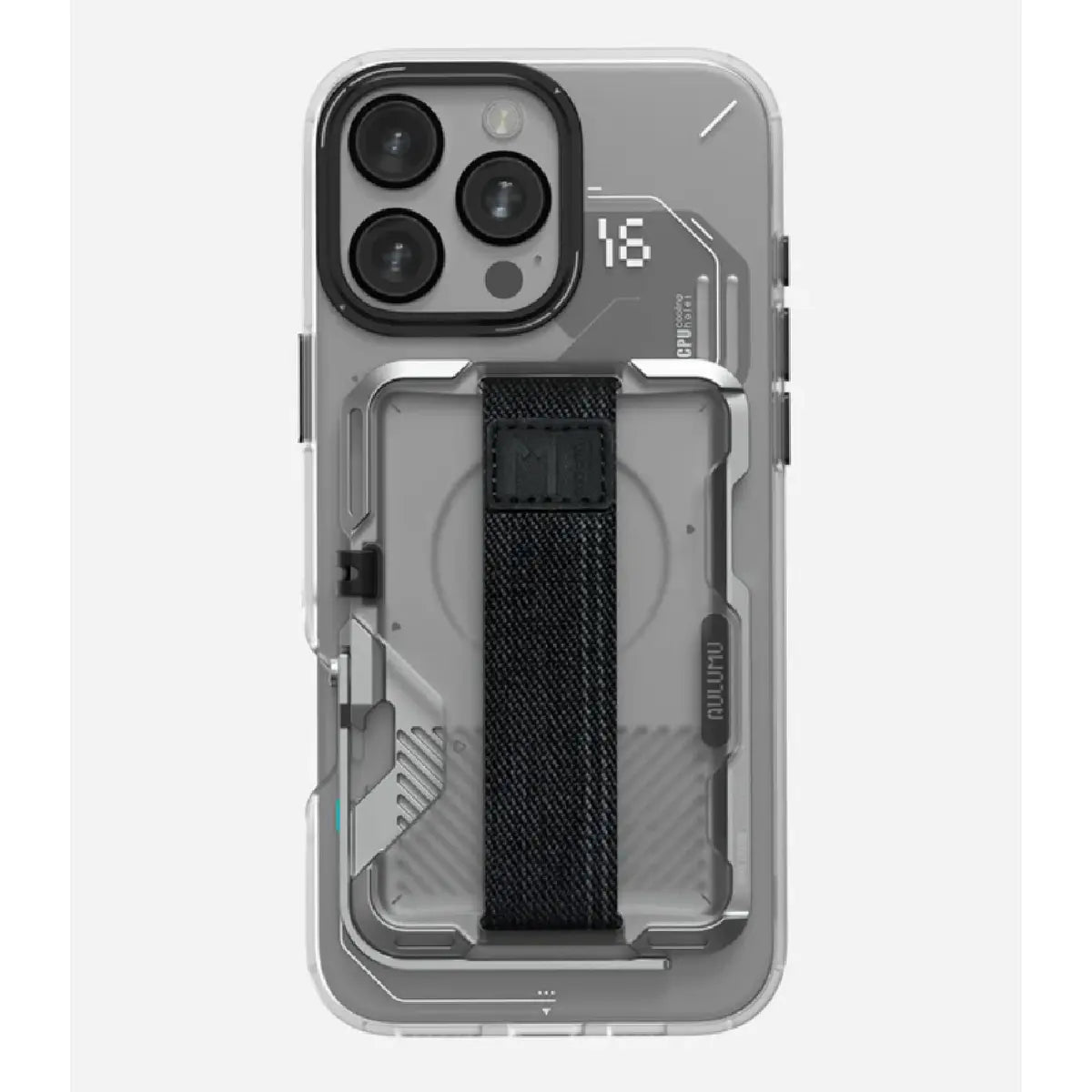 Aulumu G03 Frosted Wallet Gray Grip Strap on iPhone