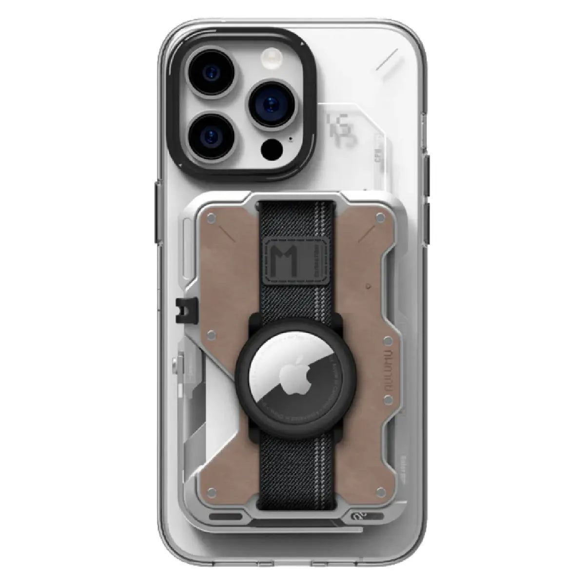 Aulumu G03 Leather Wallet Brown with AirTag on iPhone
